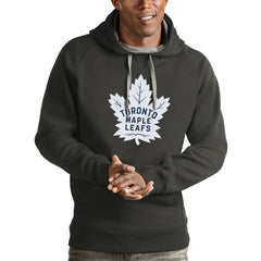 Toronto Maple Leafs Antigua Logo Victory Pullover Hoodie - Charcoal - NHL
