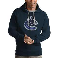 Vancouver Canucks Antigua Logo Victory Pullover Hoodie - Navy - NHL