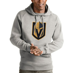 Vegas Golden Knights Antigua Logo Victory Pullover Hoodie - Heathered Gray - NHL