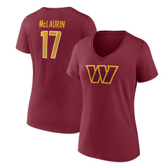 Terry McLaurin Washington Commanders Women's Player Icon Name & Number V-Neck T-Shirt Burgundy | Fanatics