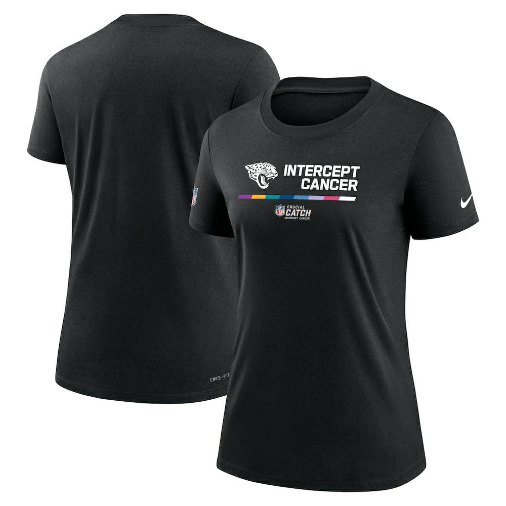 Jacksonville Jaguars Women's NFL Crucial Catch Performance T-Shirt Black | Nike for Sale