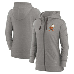 Cleveland Browns Women's Gym Vintage Full-Zip Hoodie Heather Charcoal | Nike for Sale