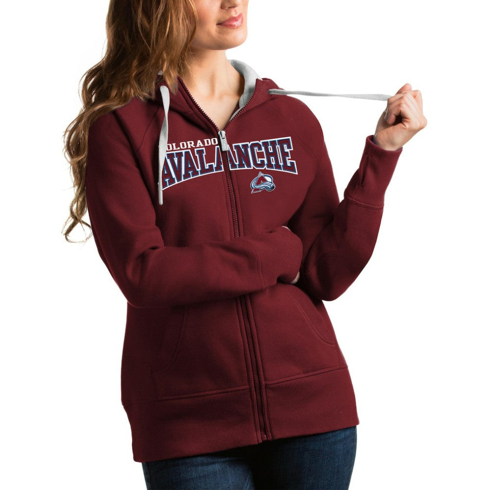 Colorado Avalanche Antigua Women's Wordmark Victory Full-Zip Hoodie - Burgundy - NHL