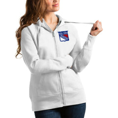 New York Rangers Antigua Women's Victory Full-Zip Hoodie - White - NHL