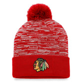 Chicago Blackhawks Fanatics Defender Cuffed Knit Hat with Pom - Red - NHL