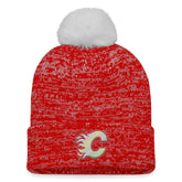 Calgary Flames Fanatics Women's Glimmer Cuffed Knit Hat with Pom - Red - NHL