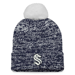 Seattle Kraken Fanatics Women's Glimmer Cuffed Knit Hat with Pom - Deep Sea Blue - NHL