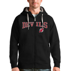 New Jersey Devils Antigua Wordmark Victory Full-Zip Hoodie - Black - NHL