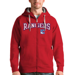 New York Rangers Antigua Wordmark Victory Full-Zip Hoodie - Red - NHL