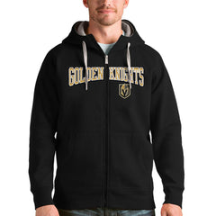 Vegas Golden Knights Antigua Wordmark Victory Full-Zip Hoodie - Black - NHL