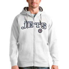 Winnipeg Jets Antigua Wordmark Victory Full-Zip Hoodie - White - NHL