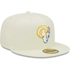 Los Angeles Rams New Era Chrome Color Dim 59FIFTY Fitted Hat Cream | NFL