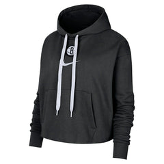 Brooklyn Nets Women's Courtside Cropped Pullover Hoodie Black - NBA