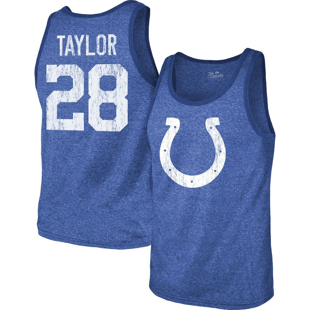 Jonathan Taylor Indianapolis Colts Majestic Threads Player Name & Number Tri-Blend Tank Top Heathered Royal | NFL