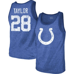 Jonathan Taylor Indianapolis Colts Majestic Threads Player Name & Number Tri-Blend Tank Top Heathered Royal | NFL