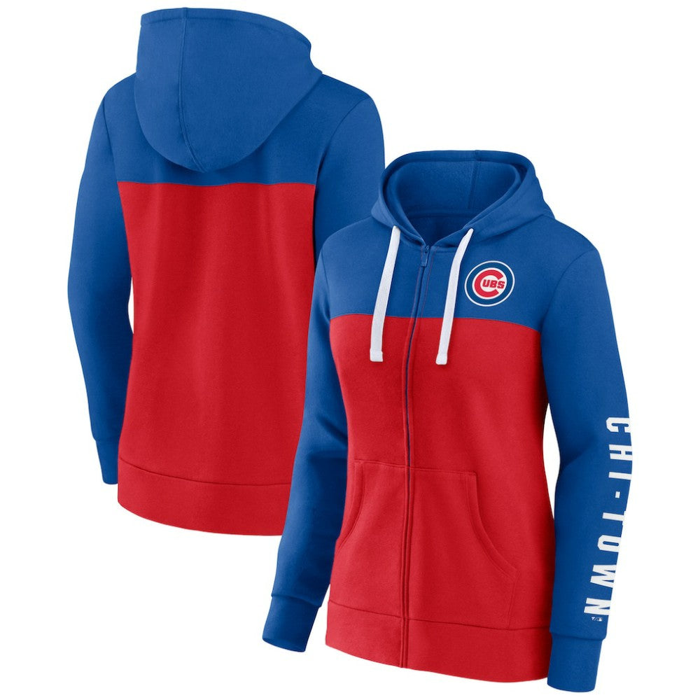 Chicago Cubs Fanatics Women's Take The Field Colorblocked Hoodie Full-Zip Jacket - MLB