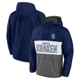 Seattle Kraken Fanatics Backhand Shooter Defender Anorak Raglan Hoodie Quarter-Zip Jacket - Deep Sea Blue/Gray - NHL