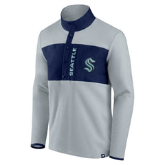 Seattle Kraken Fanatics Hockey Polar Fleece Quarter-Snap Jacket - Gray/Navy - NHL