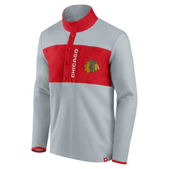 Chicago Blackhawks Fanatics Hockey Polar Fleece Quarter-Snap Jacket - Gray/Red - NHL