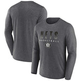 Brooklyn Nets Where Legends Play Iconic Practice Long Sleeve T-Shirt Heathered Charcoal - NBA