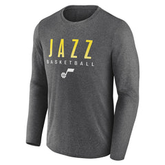 Utah Jazz Where Legends Play Iconic Practice Long Sleeve T-Shirt Heather Charcoal - NBA