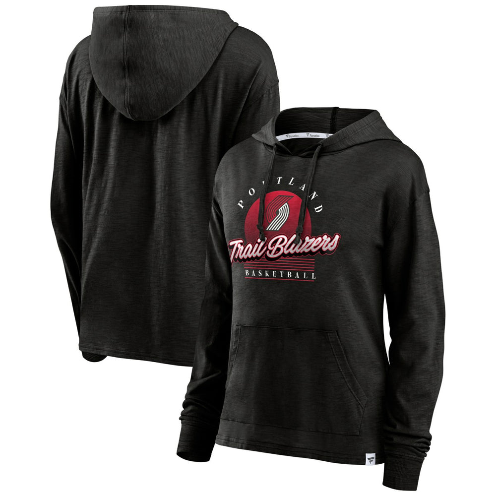 Portland Trail Blazers Women's Full Steam Slub Hoodie T-Shirt Black - NBA