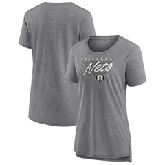 Brooklyn Nets Women's True Classics Tri-Blend T-Shirt Heathered Gray - NBA