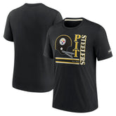 Pittsburgh Steelers Wordmark Logo Tri-Blend T-Shirt Black | Nike for Sale