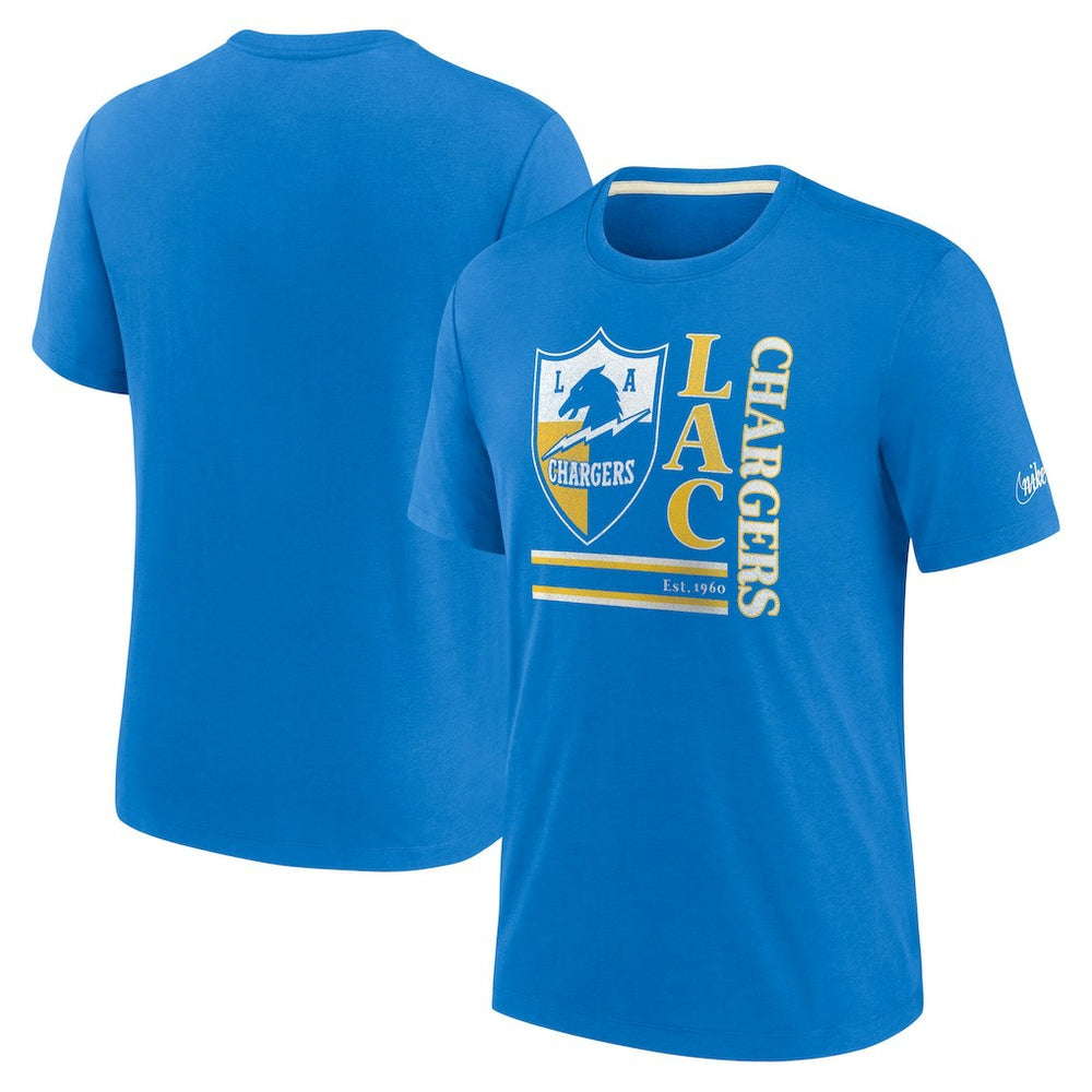 Los Angeles Chargers Wordmark Logo Tri-Blend T-Shirt Powder Blue | Nike for Sale
