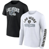 Las Vegas Raiders Long and Short Sleeve Two-Pack T-Shirt Black/White | Fanatics