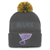 St. Louis Blues Fanatics Authentic Pro Home Ice Cuffed Knit Hat with Pom - Charcoal - NHL