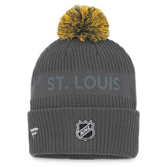 St. Louis Blues Fanatics Authentic Pro Home Ice Cuffed Knit Hat with Pom - Charcoal - NHL