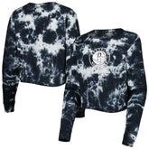 Brooklyn Nets Women's Tie Dye Cropped Long Sleeve T-Shirt Black - NBA