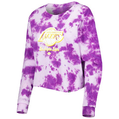 Los Angeles Lakers Women's Tie Dye Cropped Long Sleeve T-Shirt Purple - NBA
