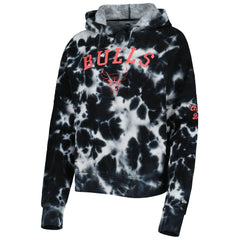 Chicago Bulls Women's Brushed Cotton Tie-Dye Pullover Hoodie Black - NBA