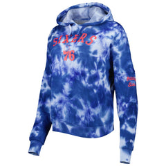 Philadelphia 76ers Women's Brushed Cotton Tie-Dye Pullover Hoodie Royal - NBA