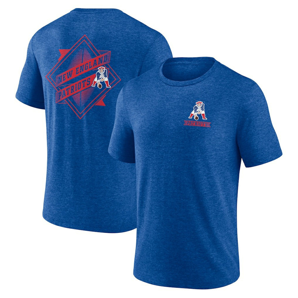 New England Patriots Diamond Scroll Tri-Blend T-Shirt Royal | NFL