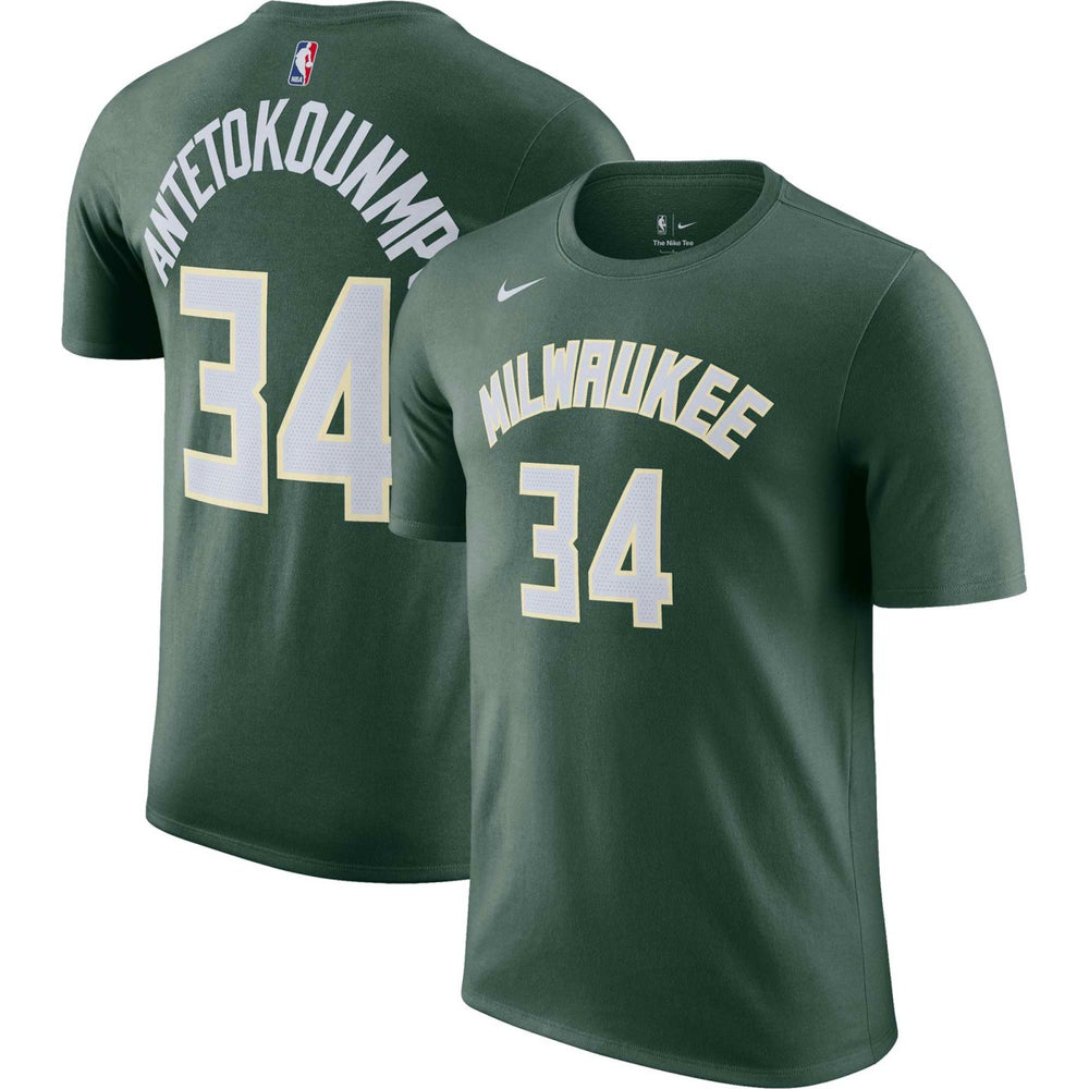 Giannis Antetokounmpo Milwaukee Bucks Icon 2022/23 Name & Number T-Shirt Hunter Green - NBA
