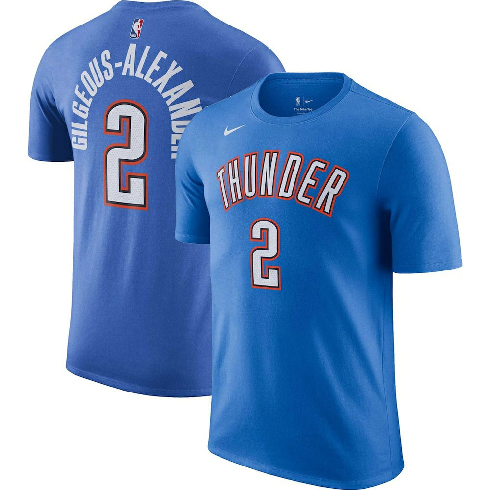 Shai Gilgeous-Alexander Oklahoma City Thunder Icon 2022/23 Name & Number T-Shirt Blue - NBA