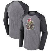 Ottawa Senators Fanatics Special Edition Long Sleeve Tri-Blend Raglan T-Shirt - Heather Gray - NHL