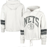 Brooklyn Nets '47 Women's Emerson Stripe Cropped Pullover Hoodie Cream - NBA