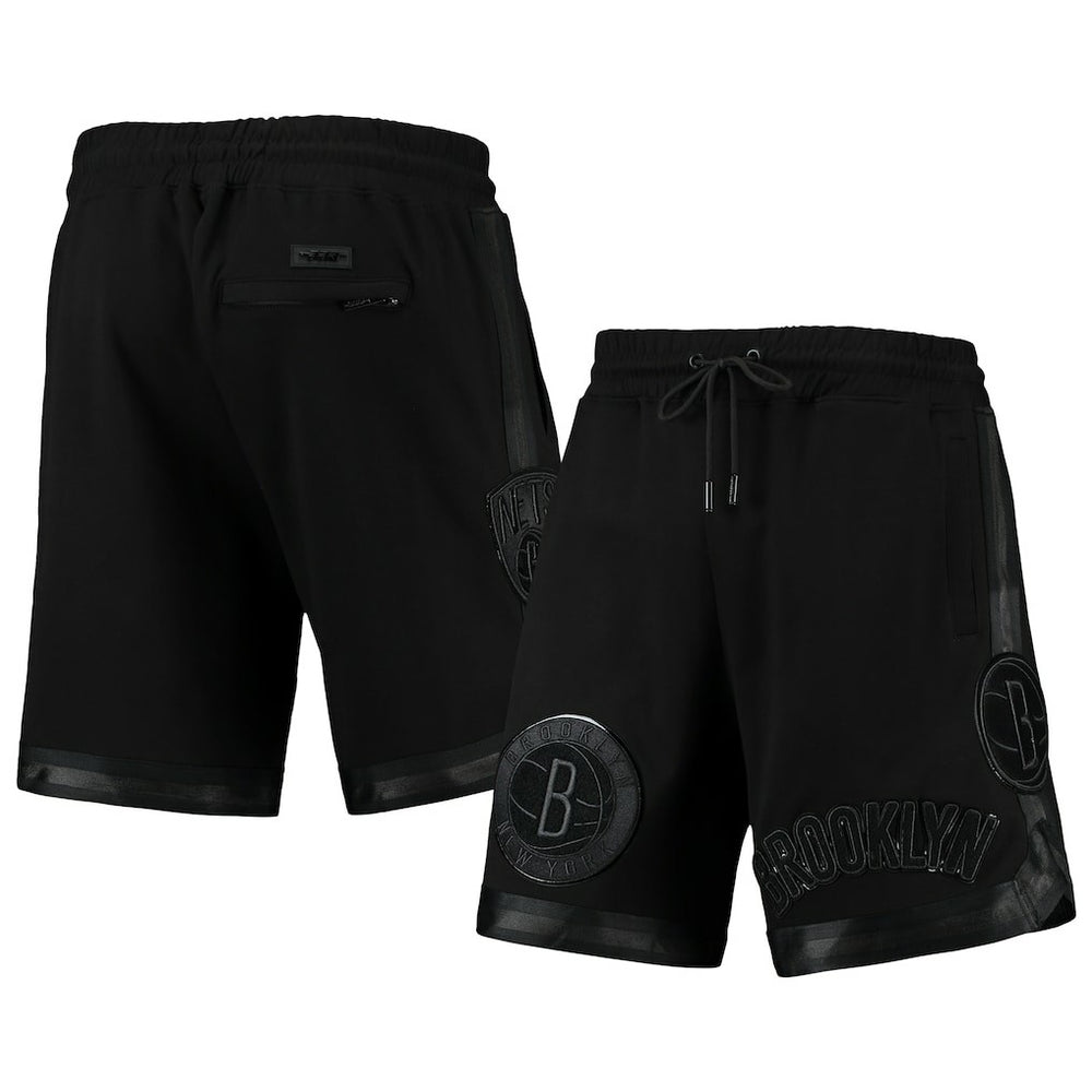 Brooklyn Nets Pro Standard Triple Black Gloss Logo Shorts - NBA