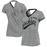 Colorado Rockies Touch Women's Hail Mary Back Wrap Space-Dye V-Neck T-Shirt - MLB