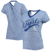 Kansas City Royals Touch Women's Hail Mary Back Wrap Space-Dye V-Neck T-Shirt - MLB