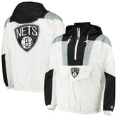 Brooklyn Nets Starter Striker Crinkle Half-Zip Hoodie Jacket White - NBA