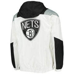 Brooklyn Nets Starter Striker Crinkle Half-Zip Hoodie Jacket White - NBA