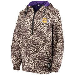 Los Angeles Lakers DKNY Sport Women's Gabriella Windbreaker Half-Zip Hoodie Leopard - NBA