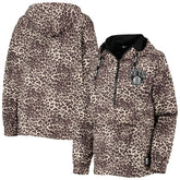 Brooklyn Nets DKNY Sport Women's Gabriella Windbreaker Half-Zip Hoodie Leopard - NBA