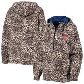New York Knicks DKNY Sport Women's Gabriella Windbreaker Half-Zip Hoodie Leopard - NBA