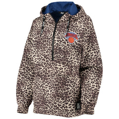New York Knicks DKNY Sport Women's Gabriella Windbreaker Half-Zip Hoodie Leopard - NBA